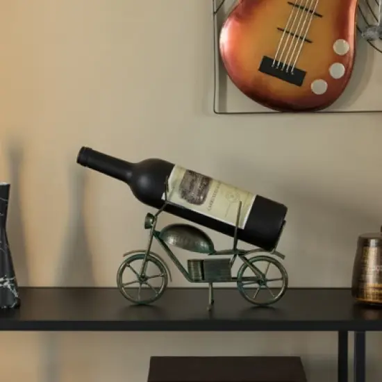 Vintiquewise Metal Figurine Motorcycle Shaped Vintage Wine Single Bottle Holder Stand Rack image {1}