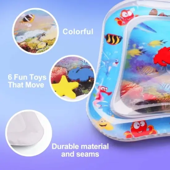 LotFancy Tummy Time Water Mat with Gift Box for Infants Toddlers Baby 3 Months+, 26x20 in image {5}