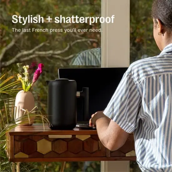 Fellow 24oz Clara French Press Coffee Maker Matte Black: Stainless Steel, Manual, Permanent Screen Filter, 24 oz Capacity image {5}