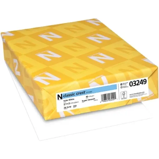 Neenah 80lb Classic Crest Cardstock 8.5"X11" 250/Pkg-Solar White, MSRP $.17 Per Sheet image {1}