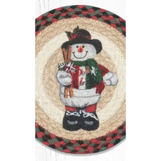 Earth Rugs Snowman in Top Hat Round Trivet &ndash; Rustic Holiday Kitchen Hot Pad 10"x10" image {2}