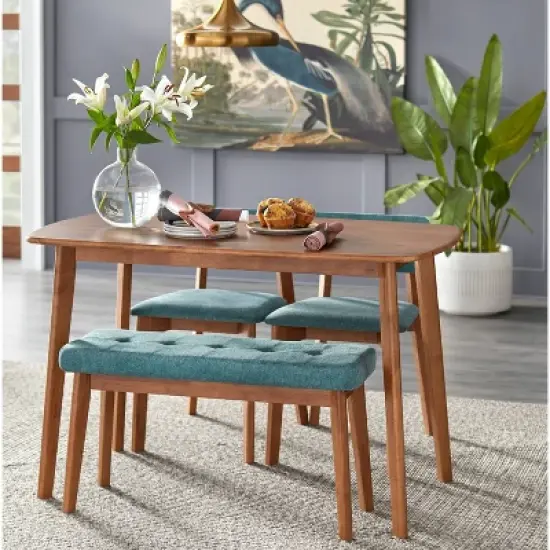Nettie Mid-Century Modern Rectangular Dining Table Walnut Finish - Buylateral image {2}