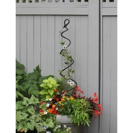 42" Tall Iron Soirak Trellis Gardening Tool Black Powder Coat Finish - Achla Designs image {2}