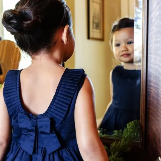 Hope & Henry Girls' Sleeveless Pleated Collar Sateen Party Dress, Toddler image {3}