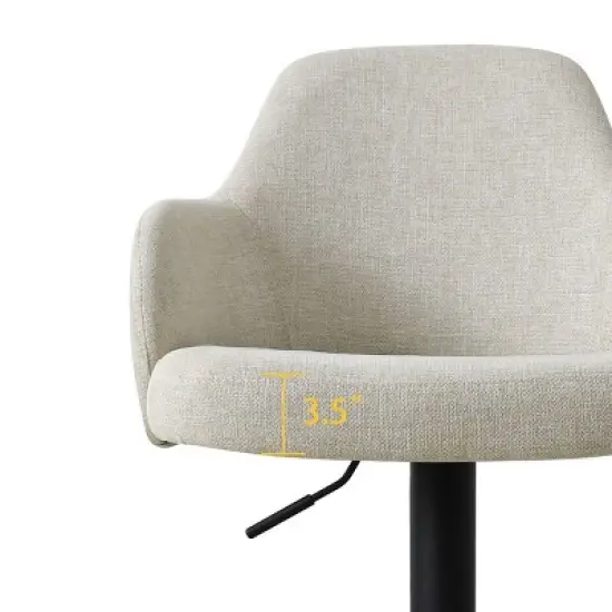 26"-34.5" Mars Armrest Upholstered 360&deg; Swivel Counter Height Stool Combine With Black Legs (Set Of 2) -The Pop Maison image {4}