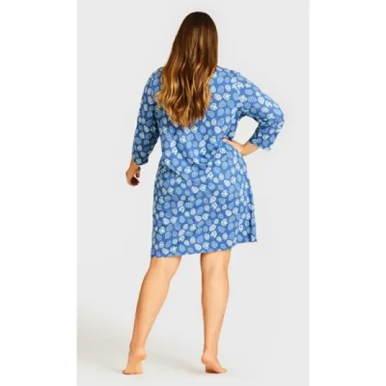 Women's Plus Size  Print 3/4 Sleeve Sleep Shirt - blue egg | AVENUE image {1}