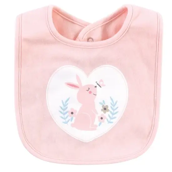 Hudson Baby Infant Girl Cotton Bibs, Sweet Bunny, One Size image {1}