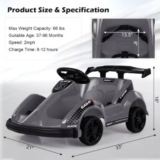 Costway 6V Electric Go Kart for Kids Electric Ride On Car w/ 2.4G Remote Control w/Soft Start Sound and Music Function image {8}