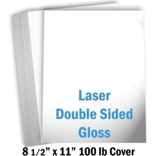 Hamilco White Glossy Cardstock Paper 8 1/2 x 11" 100 lb Cover Card Stock 50 Pack image {1}