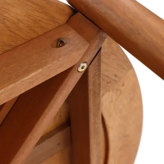 LuxenHome Natural Wooden Outdoor Coffee Table, Round Solid Wood Patio Table Brown image {6}