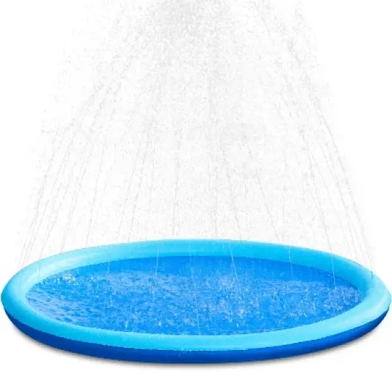 Joyfy 5ft Blue Splash Pad for Kids, Non-Slip Outdoor Water Splash Mat, Summer Fun Backyard Fountain Pool Water Games Mat image {7}