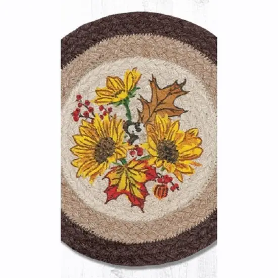 Earth Rugs Decorative Autumn Sunflower Printed Round Trivet 10" Farmhouse Kitchen Accent image {2}