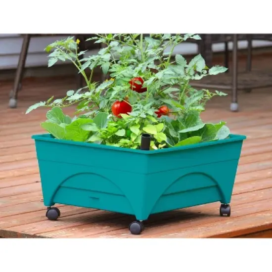 Emsco Little Pickers Raised Bed Children's Grow Box Rectangular Outdoor Planter Teal Green 24"x20"x30": Kids Gardening Accessory image {3}