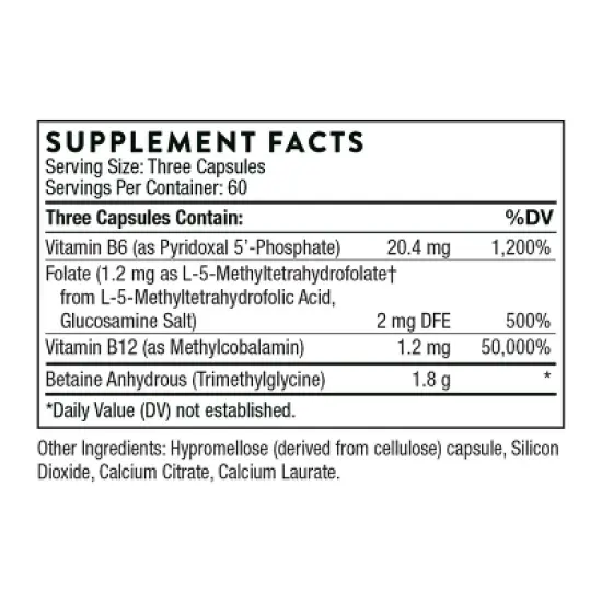 THORNE Methyl-Guard - Methylation Support Supplement* with Folate and Vitamin B12 - 180 Capsules image {1}