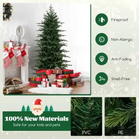 Costway 6/7.5/9 FT Artificial Christmas Tree with 714/1162/1770 Branch Tips 260/280/560 LED Lights 3 Timers Remote image {6}