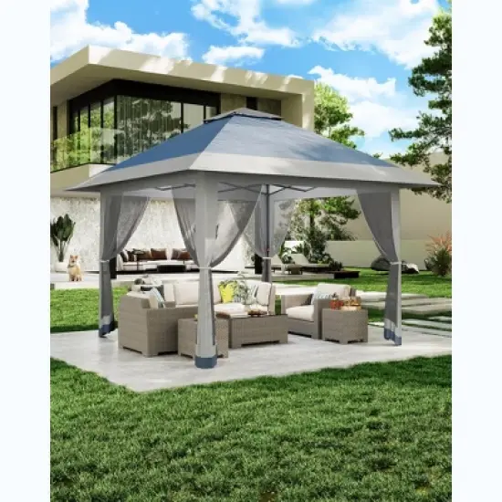 13x13 FT Gazebo Outdoor Canopy Tent, Outdoor Patio Gazebo, with Mosquito Netting, 4 Sandbags & Wheeled Bag, for Backyard image {6}