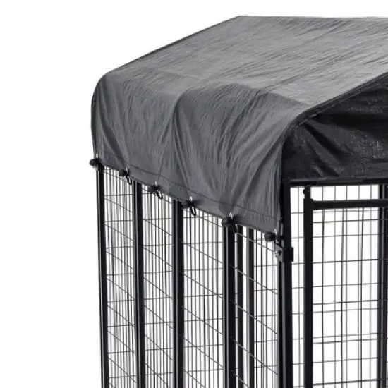 Lucky Dog 8ft x 4ft x 6ft Large Outdoor Dog Kennel Playpen Crate with Heavy Duty Welded Wire Frame and Waterproof Canopy Cover, Black (4 Pack) image {2}