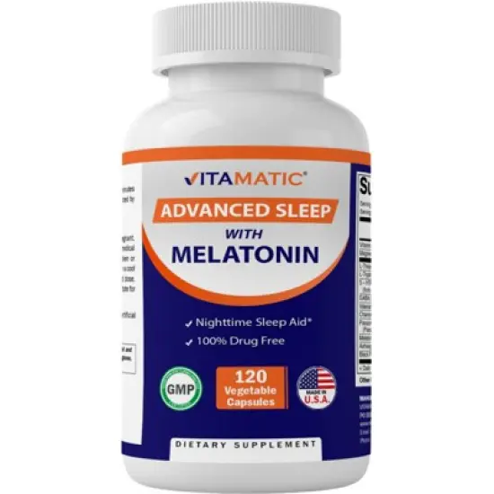 Advanced Sleep Aid with Melatonin - 120 Vegetable Capsules image {5}