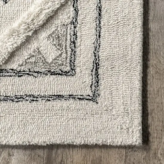 Nadette Geometric High/Low Wool Area Rug image {4}