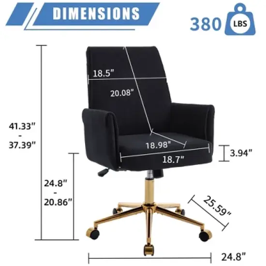 PAGED Swivel Office Chair Height Adjustable Gaming Chair with Golden Base & Soft Cushion for Living Room, Home Office image {4}