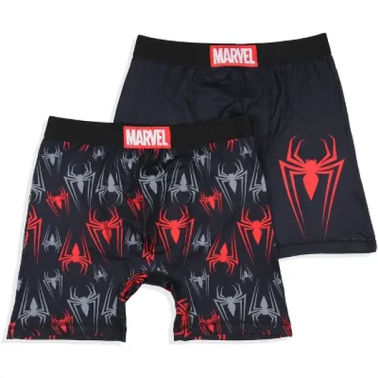Marvel Mens' 2 Pack Spider-Man Spidey Boxers Underwear Boxer Briefs Black image {5}