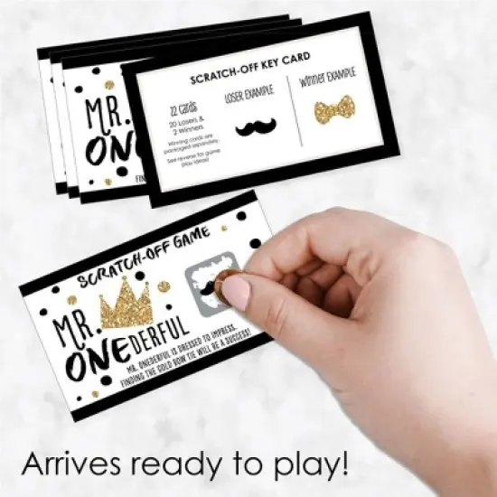 Big Dot of Happiness 1st Birthday Little Mr. Onederful - Boy First Birthday Party Game Scratch Off Cards - 22 Count image {1}