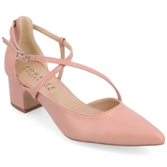 Journee Collection Womens Galvinn Crisscross Strap Pointed Toe Pumps image {12}