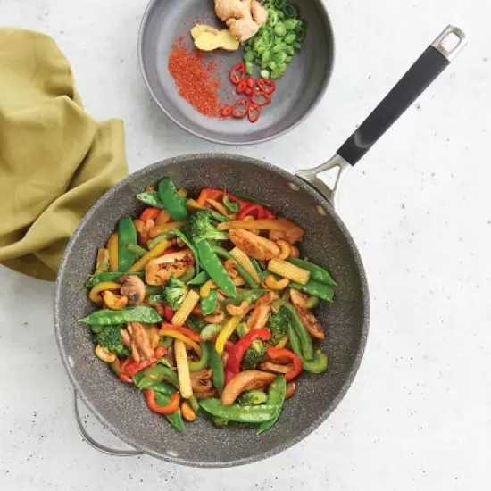 Nordic Ware Verde Spun Ceramic Nonstick 12in Wok image {2}