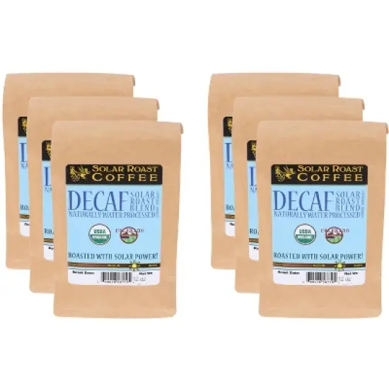 Solar Roast Coffee Whole Bean Decaf Blend - Case of 6 - 12 oz image {2}