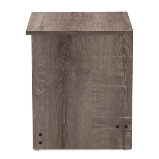 Gallia Modern and Contemporary Oak Finished 2 Drawer Nightstand Brown - Baxton Studio image {3}