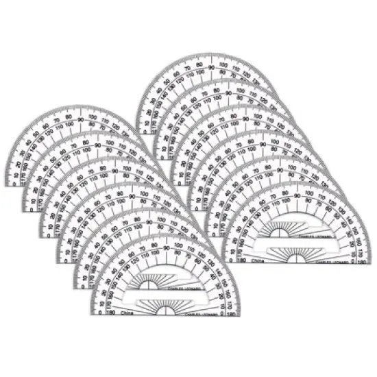 Charles Leonard Protractor Plastic, 4-Inch, 12 Per Pack, 3 Packs image {1}