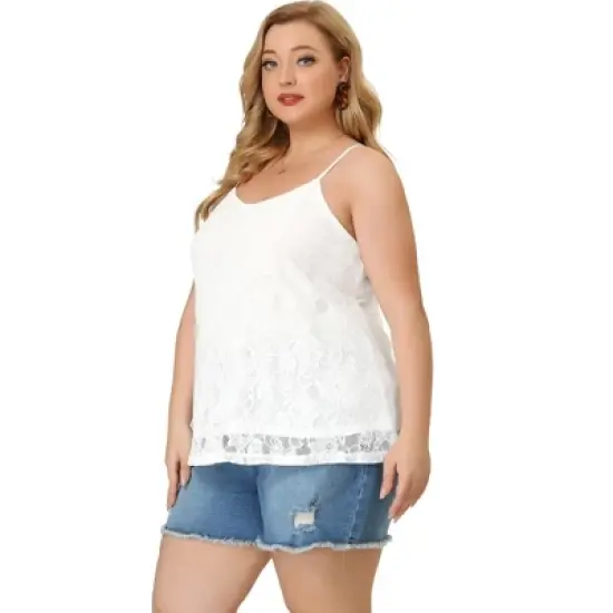 Agnes Orinda Women's Plus Size Lace Floral Adjustable Strap Elegant Camisole image {3}