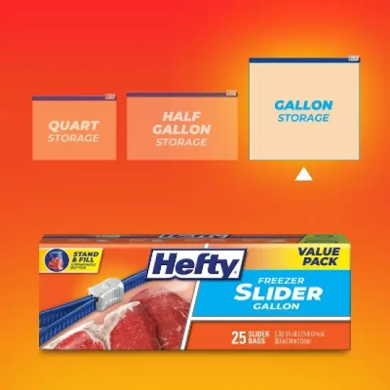 Hefty Gallon Freezer Storage Slider Bags - 25ct image {1}