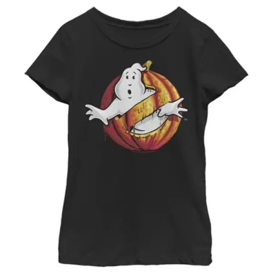 Girl's Ghostbusters Halloween Pumpkin Logo T-Shirt image {3}