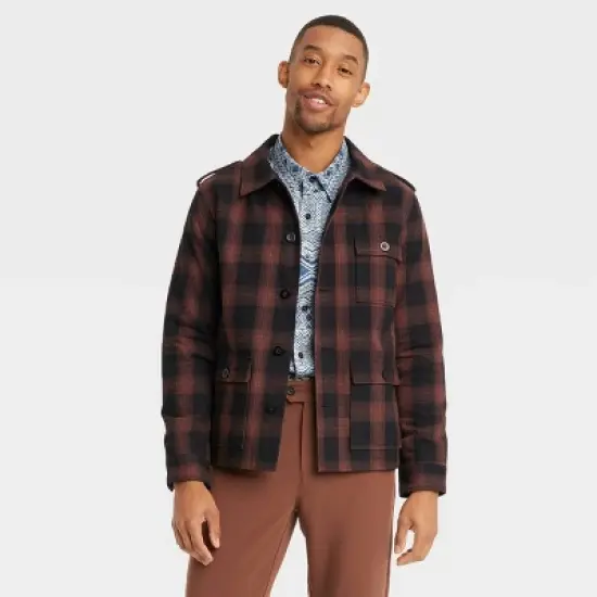 Houston White Adult Lightweight Plaid Chore Jacket - Brown  image {3}