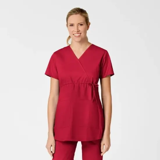 Wink Maternity Mock Wrap Scrub Top image {13}