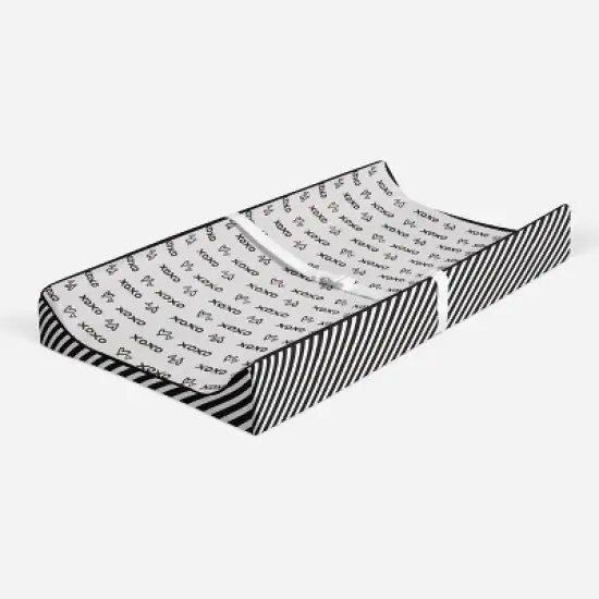 Bacati - Love Black/White kisses n hugs Changing Pad Cover image {1}