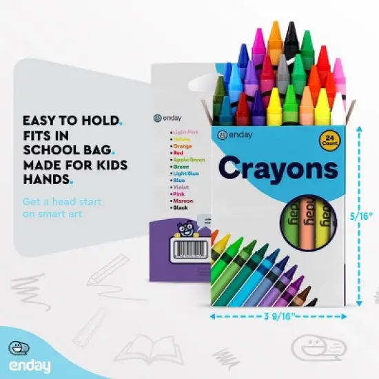 Enday 24 Count Crayons, for Kids & Teachers, Easy to Hold Toddler Crayons, Premium Non-Toxic image {4}
