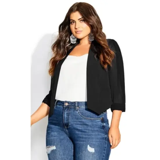 Women's Plus Size Cropped Blazer Jacket - black | CITY CHIC image {3}