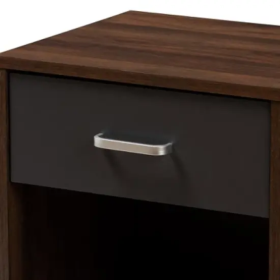 Hansel 1 Drawer and Finished Nightstand Brown/Gray - Baxton Studio image {6}