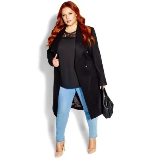 Women's Plus Size Sassy Military Coat - black | CITY CHIC image {9}