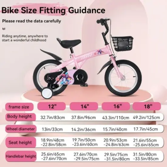 Gulches 18 inch sporty kids bike with training wheels and stand Adjustable saddle Suitable for boys and girls aged 5-10 years，Pink image {6}