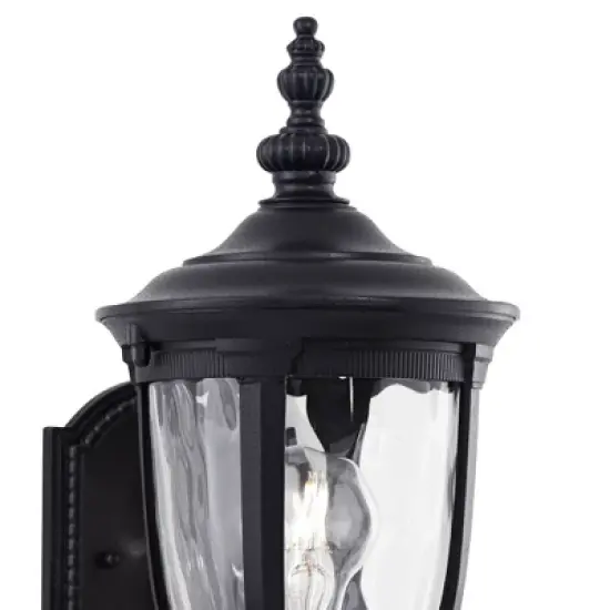 John Timberland Bellagio Vintage Rustic Outdoor Wall Light Fixture Texturized Black Upbridge 16 1/2" Clear Hammered Glass for Post Exterior Barn Deck image {2}