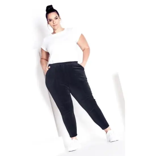 Women's Plus Size Velour Panel Pant - slate | AVENUE image {3}