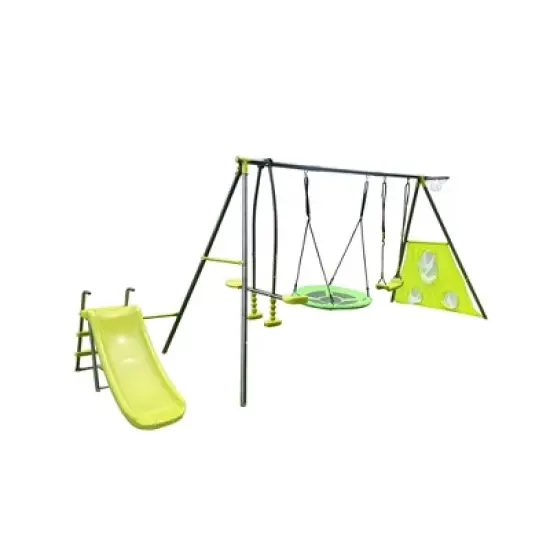 JANSNO 6 Function Metal Plastic Safe Swing Set with Net Swing for Age 3+ image {1}