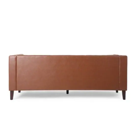 Pondway Contemporary Faux Leather Tufted 3 Seater Sofa - Christopher Knight Home image {5}