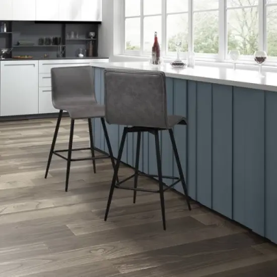 Adams Faux Leather Swivel Counter Height Barstool Gray - Ink+Ivy image {1}