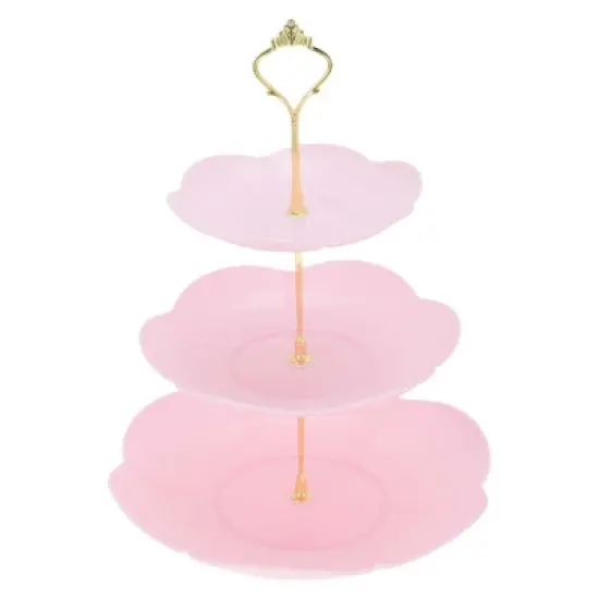 Unique Bargains Petal-shaped 3-Layer  Cake Display Holder with Tiered Serving Tray for Pastries Donuts and Fruits image {7}