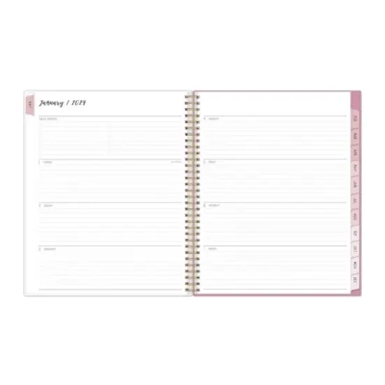Ivory Paper Co 2024 Planner 11"x8.5" Weekly/Monthly Wirebound Tillie Pink image {4}