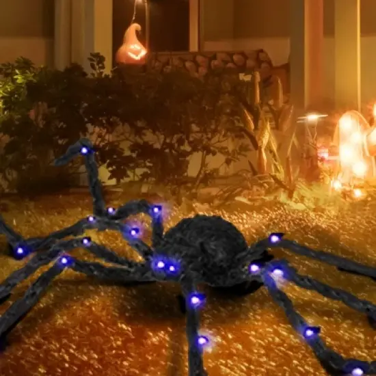 3.25" Outdoor Halloween Decoration, Light-up Oversized Spider Halloween Prop with Light Up Bendable Legs image {3}